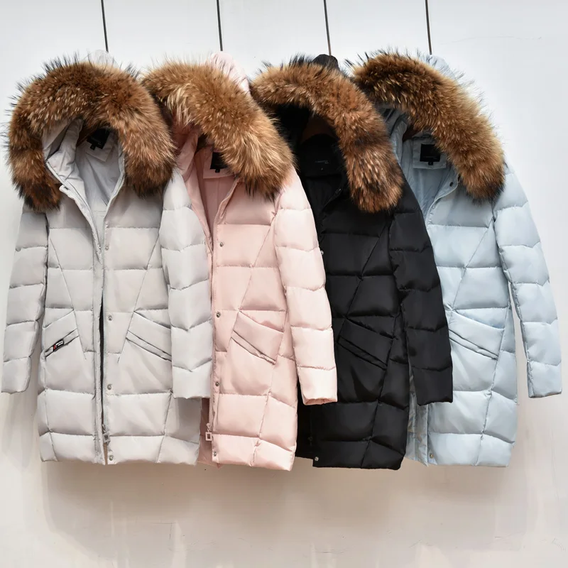 Зимняя пуховая хлопковая куртка Для женщин Длинные парки Сгущает большой