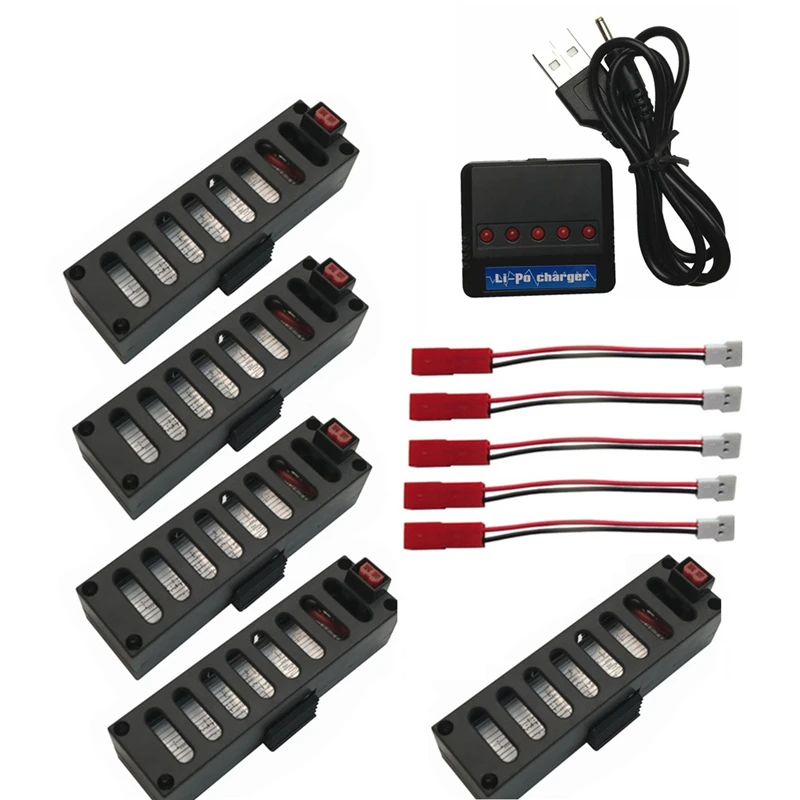 3,7 V 600mAh литий-ионная аккумуляторная батарея для JY018 GW018 Eachine Wi-Fi для квадрокоптера дрона с дистанционным управлением запасные части для jy018 батарея с 5 в 1 взаимный обмен данными между компьютером и периферийными устройствами Зарядное устройство
