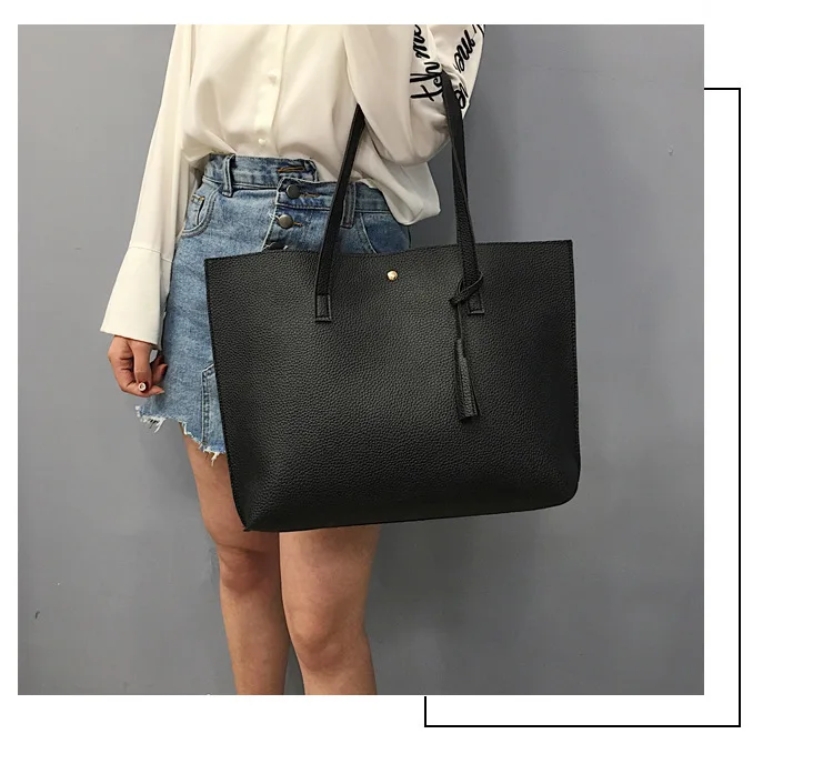 

2019 New Design Version of Tasseled Lady Bag Handbag PU Leather Large Capacity Lady Handbag Bag Solid Color Women's Bag YL028