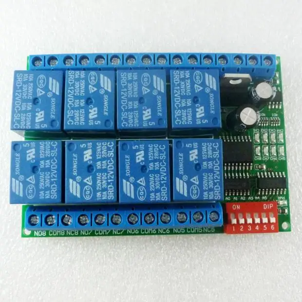 8 канальный релейный модуль Modbus RTU RS485 12 В коммутационная плата для лампы PLC