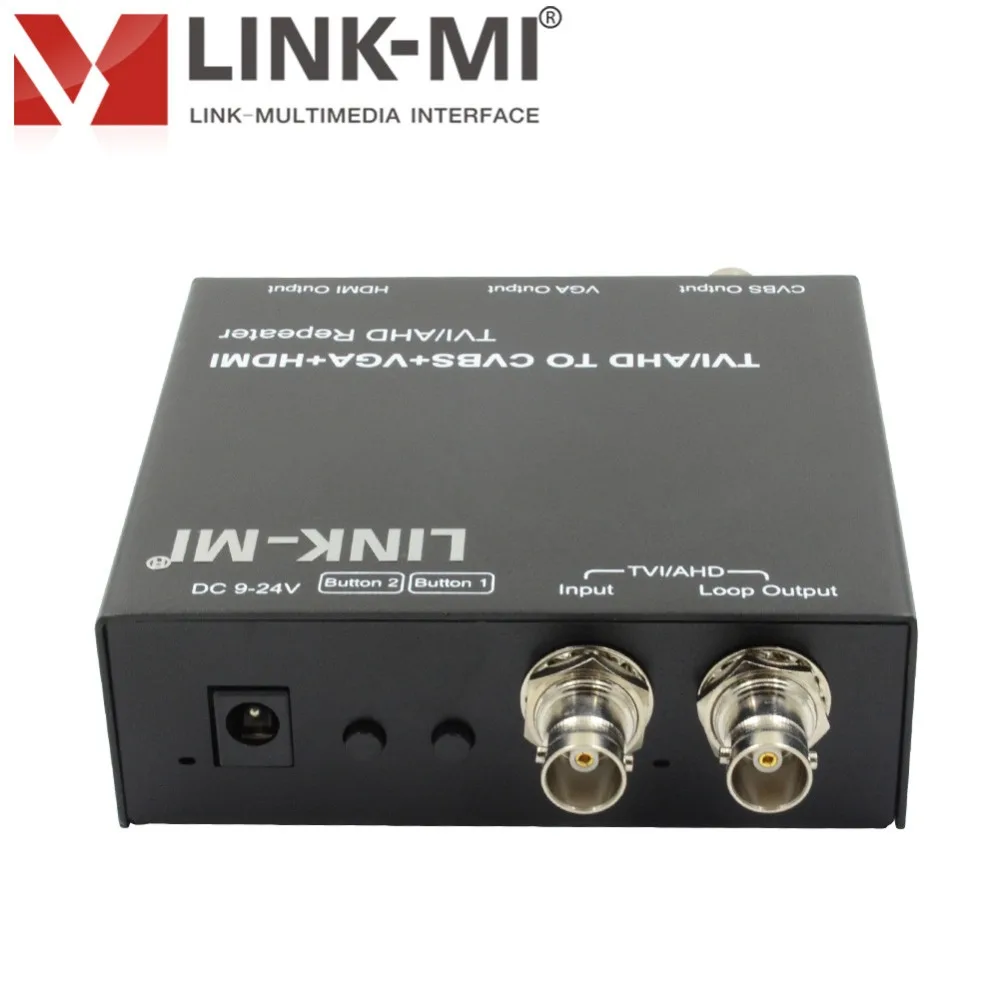 LINK-MI TVH2 TVI AHD к HDMI CVBS VGA BNC HD видеоконвертер для CCTV с 1 циклической TVI/AHD выходом 300 м