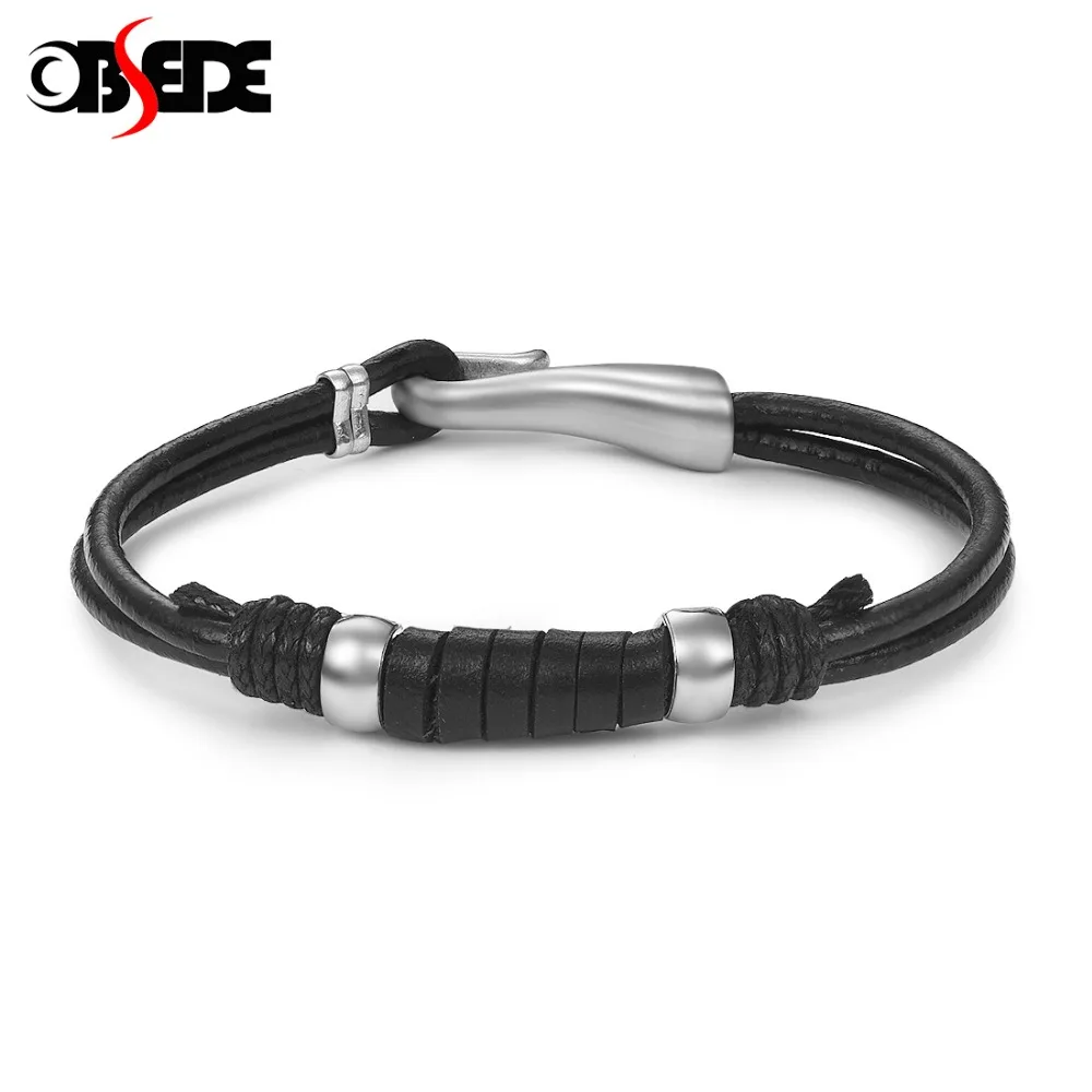 Винтажный Мужской Браслет из натуральной кожи простой браслет с