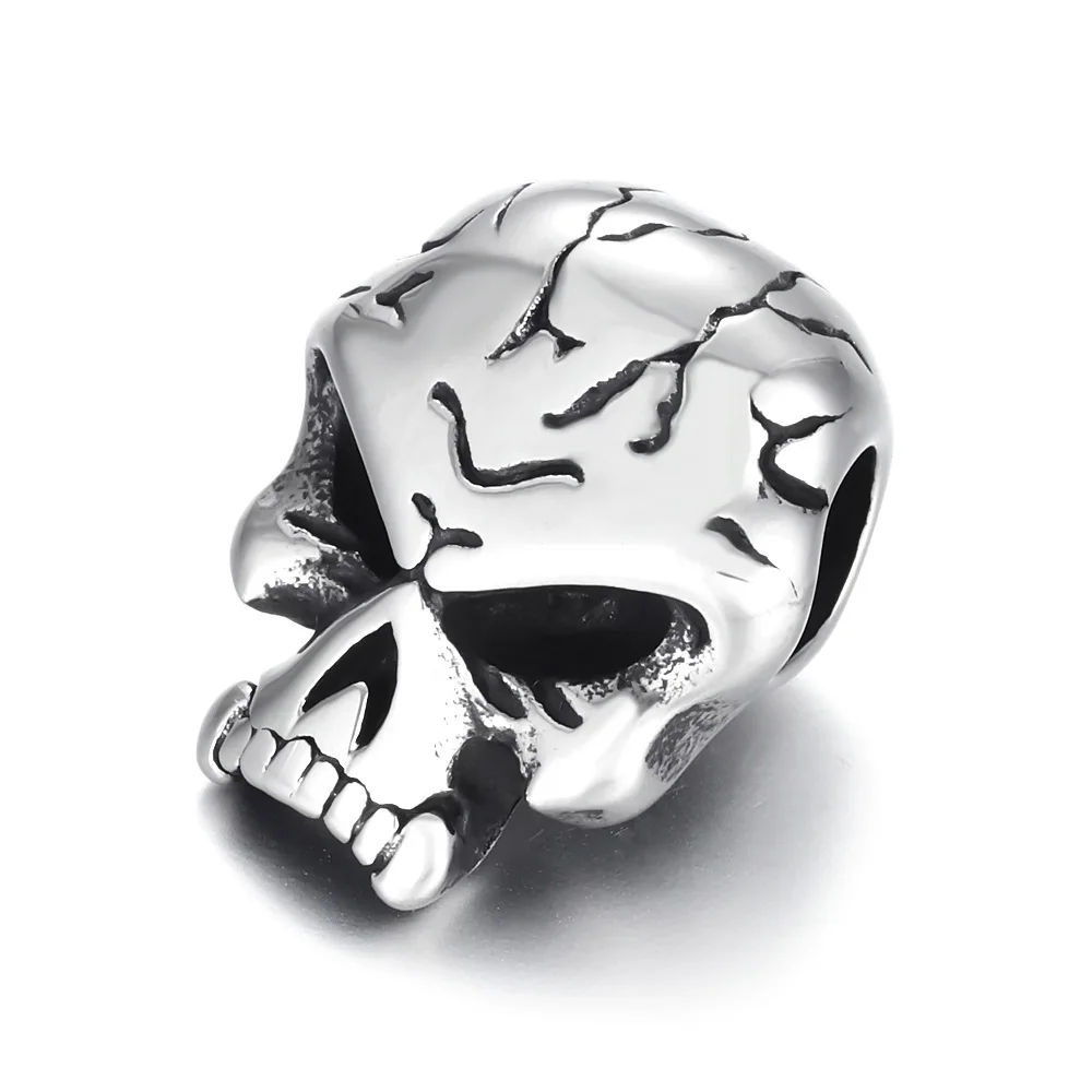 Skull bead 5 Нержавеющая сталь бусины в форме черепа большое отверстие бусины 6 мм Слайд Подвески DIY Для мужчин браслет расходные материалы для изготовления ручной работы ювелирных изделий - Цвет: Skull bead 5