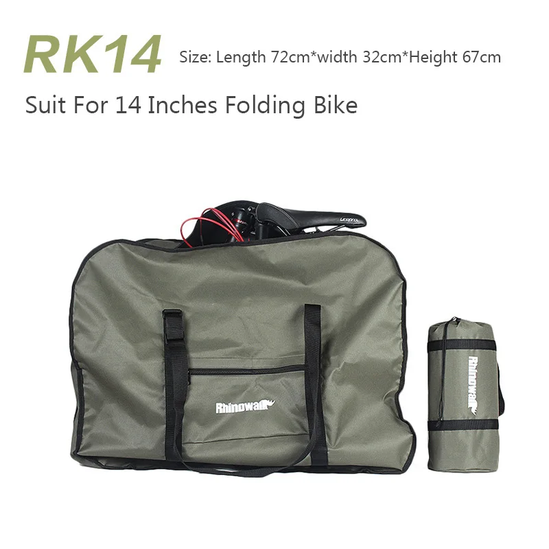 14 inches army green Rhinowalk MTB велосипедная сумка для хранения транспорта, сумка для велоспорта, 20 дюймов, складная велосипедная сумка для переноски, переносная утолщенная дорожная сумка - Цвет: 14 inches army green