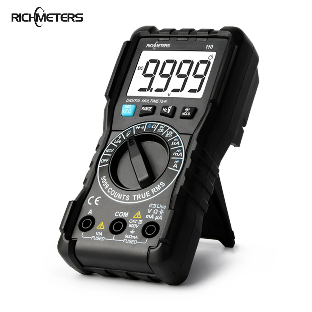 RICHMETERS 110 цифровой мультиметр TRUE-RMS 9999 отсчетов NCV подсветка AC DC Напряжение Ток