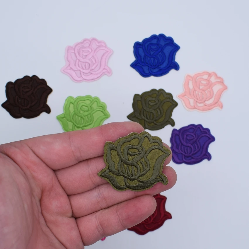 10 шт Красочные смешанные нашивки в виде цветков розы для одежды утюжок на патчи