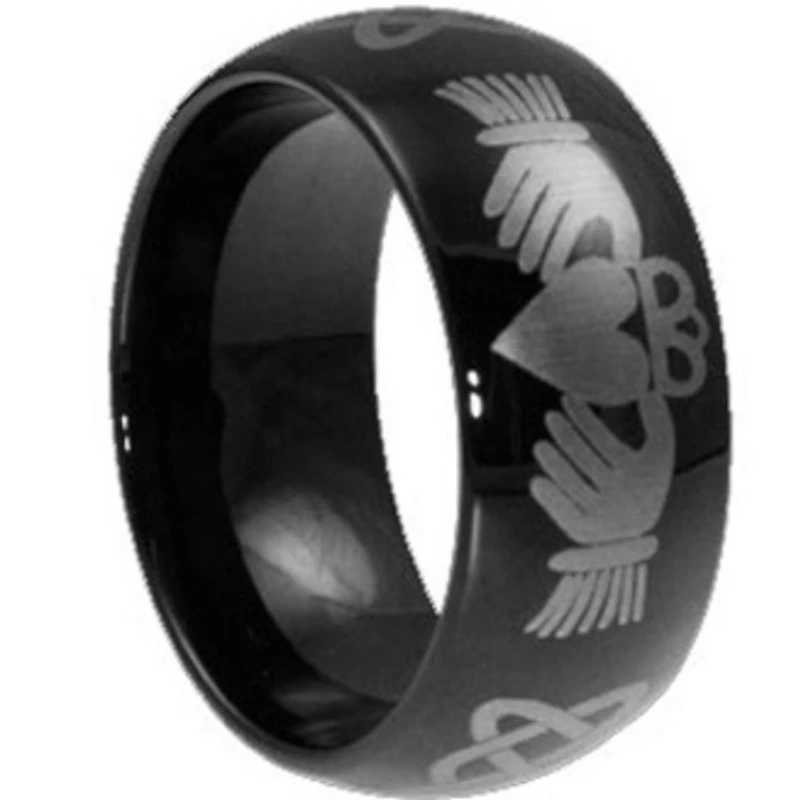 Черное коктейльное кольцо Claddagh Размер 7 15 8 мм нержавеющая сталь подарок на день