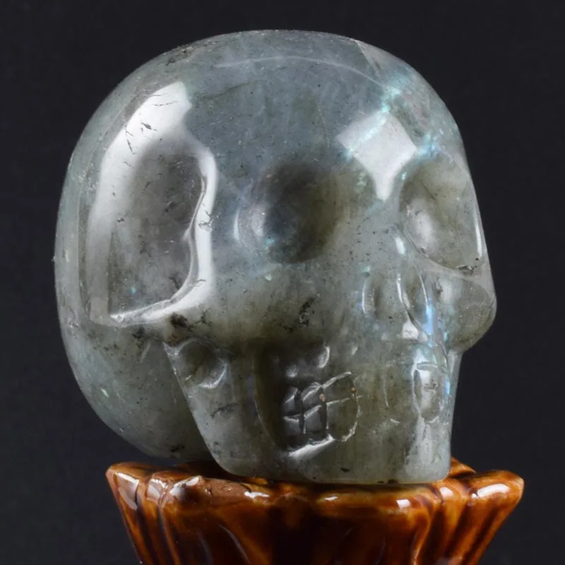 Labradorite 2 дюйма ручной работы натуральный камень Статуэтка-Череп Кристалл резная статуя Реалистичная фэн-шуй Исцеление домашний орнамент Искусство Коллекционная - Цвет: Labradorite