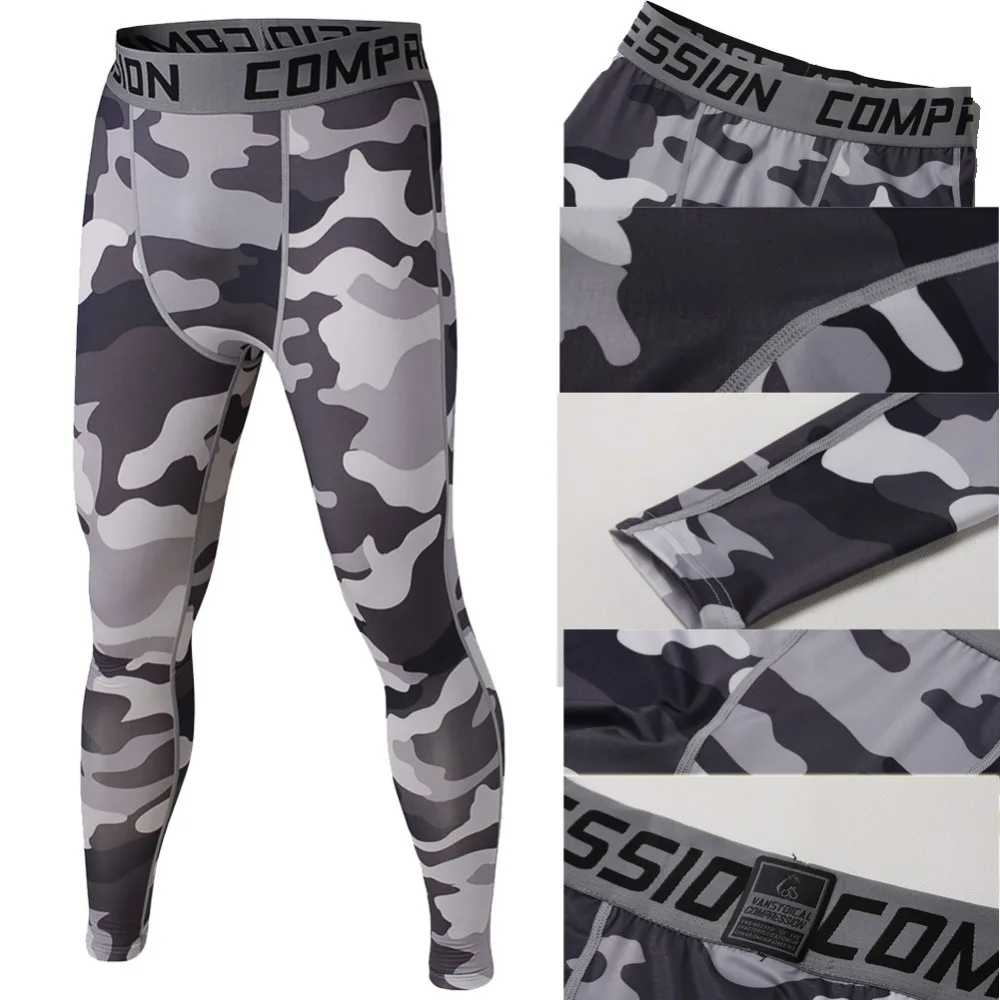 Камуфляжные мужские компрессионные штаны спортивные колготки для бега