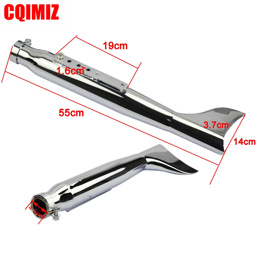 1 Pair Universal 21'' Chrome Fish Tail Motorcycle Exhaust Muffler For Harley Chopper Bobber Cafe Racer Vintage Silencer |