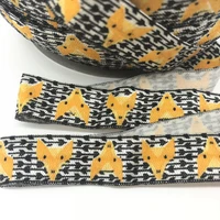 5 yards 16mm fox patterns printed foe ribbon elastic bands diy girl hair tie headbands hair accessories