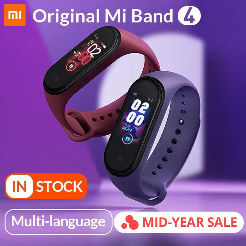 Xiaomi mi Band 4 глобальная версия цветной экран Смарт-Браслет фитнес-трекер mi Band 4 браслет Bluetooth водонепроницаемый для IOS/Android