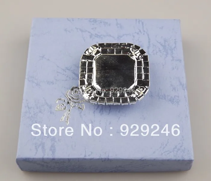 1 шт./лот 38 мм квадратная прозрачная Металлическая пуговица со стразами