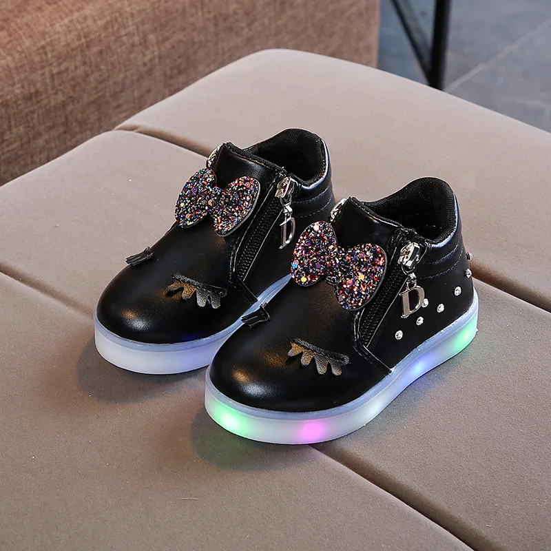 

Kids Girls Light Up Shoes Led Shoes Infant for Children Girl Luminous Sneakers Glowing Students Baby Outdoor Bowknot Size 21-30