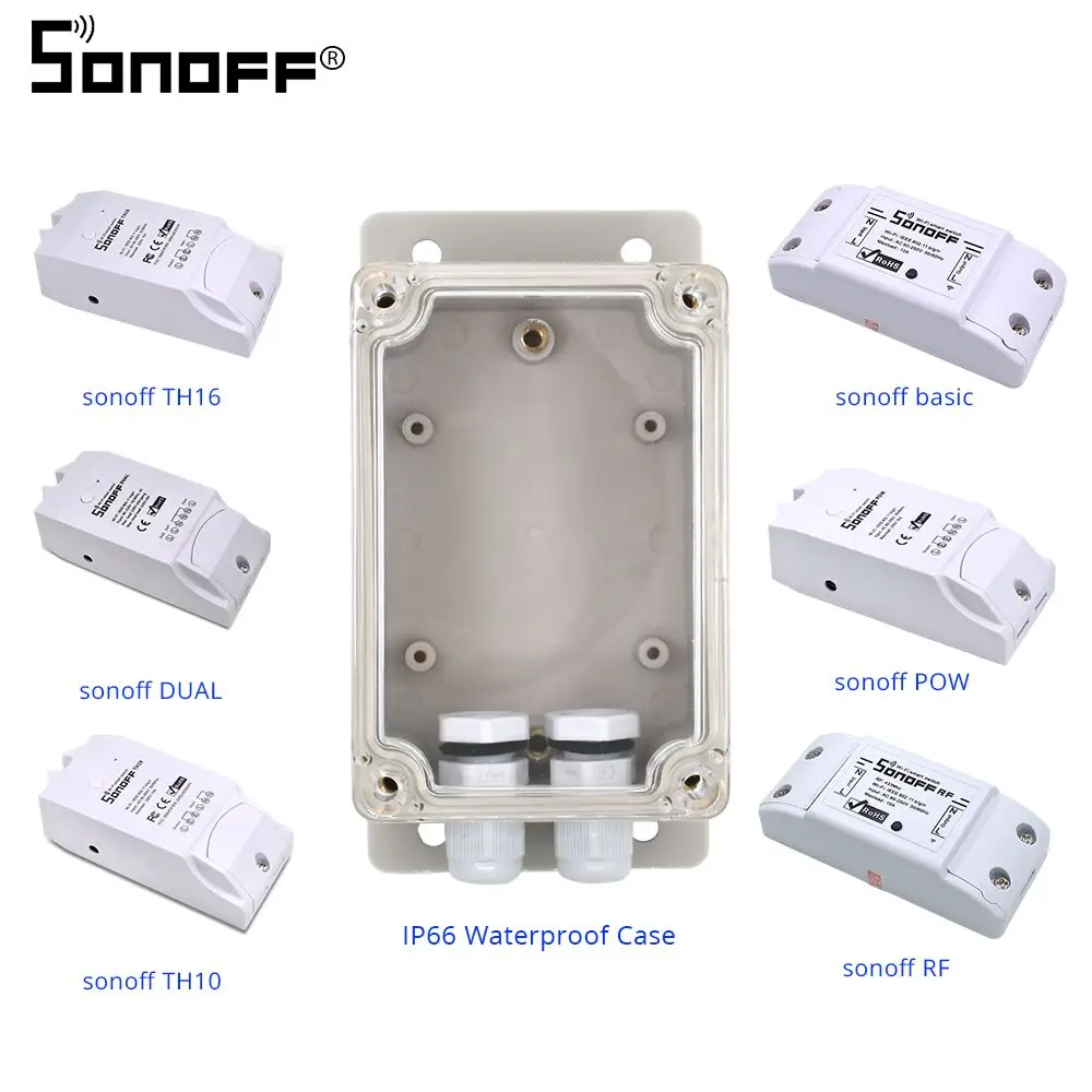 SONOFF Basic RF TH16 TH10 POW двойной WiFi переключатель Ip66 водонепроницаемый чехол распределительная коробка водостойкий для автоматизации умного дома