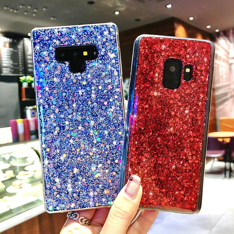 Блестящий чехол с блестками для Samsung Galaxy A3 A5 A7 J3 J5 J7 Prime 2017 A6 A8 A9 2018 S8 S9 S10 Plus S7 Note 9 8