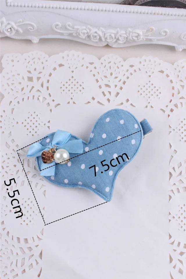 Высококачественные женские модные джинсовые заколки для волос с сердечками и