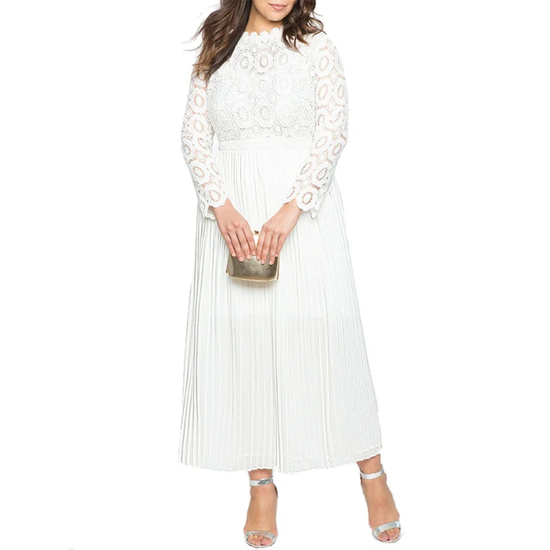 Женское платье макси с длинным рукавом элегантное кружевное винтажное размера