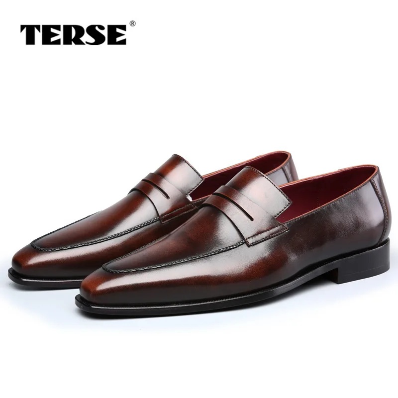 TERSE_100 % ручной работы натуральная кожа обувь итальянская мужская кожаная Лоферы