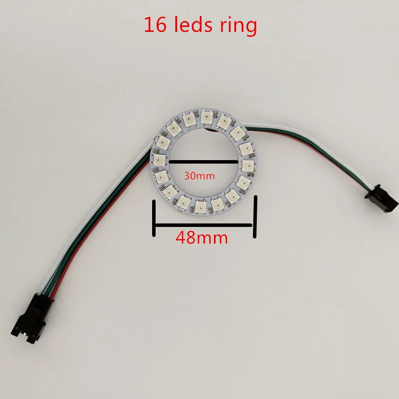 WS2812B кольцо 16 24; большие размеры 35-45 биты светодиодный s WS2812B SK6812 5050 RGB Мечта Цвет СВЕТОДИОДНЫЙ Кольцо WS2812 IC 5050 встроенный RGB адресуемых DC5V