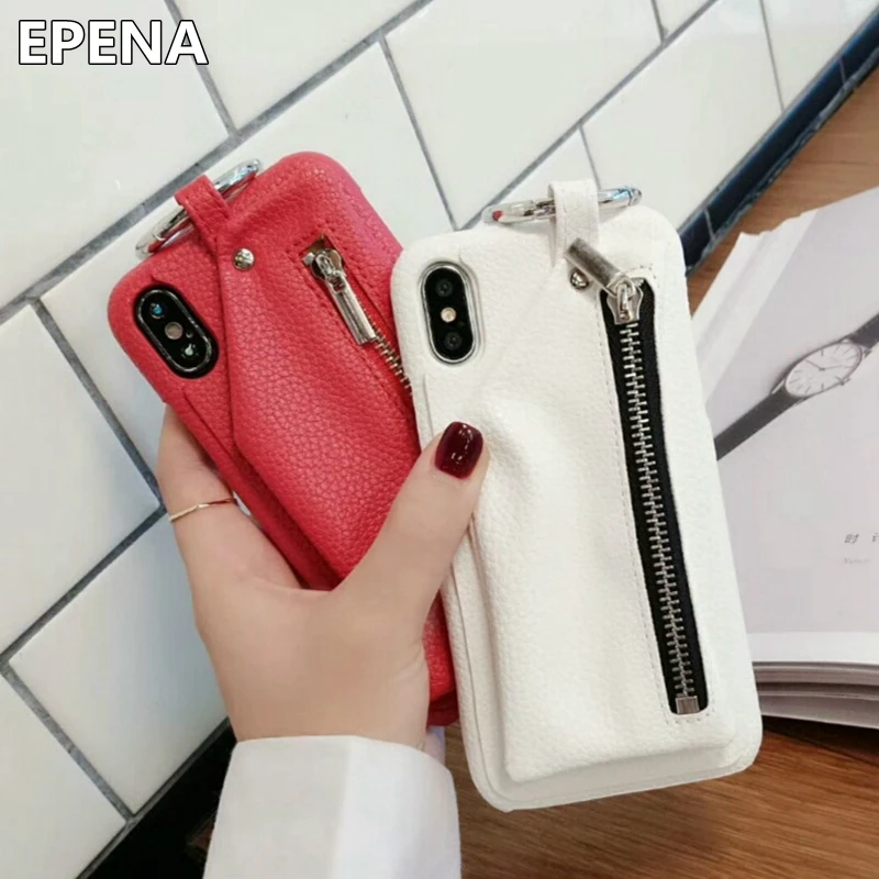 Кожаный чехол кошелек на молнии для iPhone 11 pro X XS Max Xr 8 7 6 6S Plus роскошный брендовый