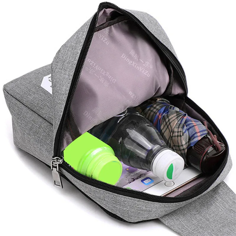 

Casual Men PU Leather Sling Chest Pack Portable Multifunction Headset Messenger Bag Male Fashion Travel Shoulder Handbags