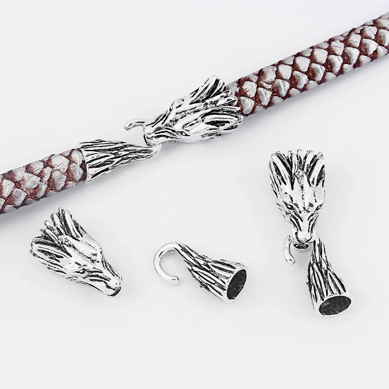 2 комплекта Модный крюк волка застежка голова и хвост крючок для 8 мм кожаный шнур