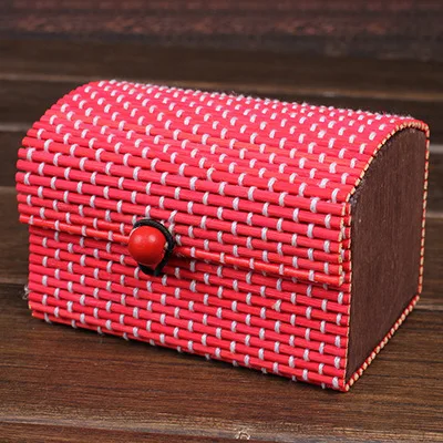 Красный Fashion Ring Necklace Earrings Bamboo Wooden Jewelry Storage Boxes Cosmetic Hot Selling Storage Container - Цвет: Красный