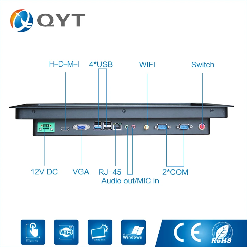 

15.6" industrial tablet pc resistive touch 1920x1080 embedded Computer Intel i3 7100U 2.3GHz 4G RAM 32G SSD RS232/RJ-45/USB