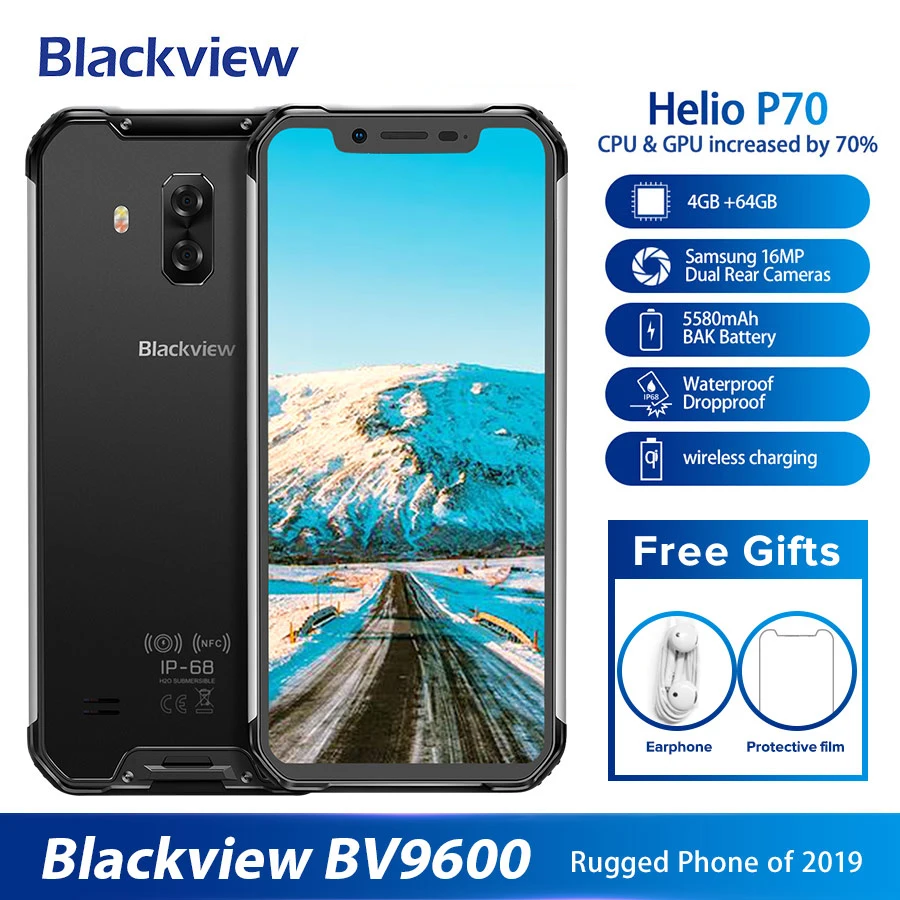 Мобильный телефон Blackview BV9600 водонепроницаемый Helio P70 на базе Android 9.0 4 ГБ+64 ГБ AMOLED
