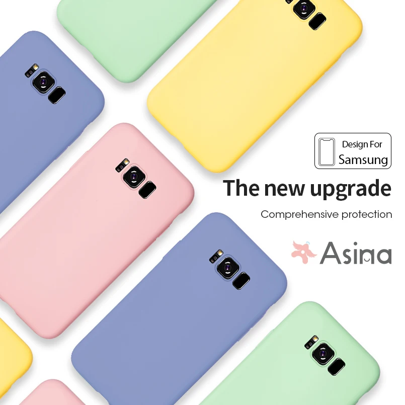 Original Liquid Silicone Case For Samsung Galaxy S10 S9 S8 Plus Cover Plain Clear Bumper Note 8 9 J6 A7 2018 Fundas |