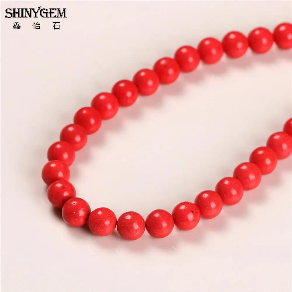 ShinyGem 6/8/12mm Dyed Red Turquoises Round Beads Real Natural Stone For Handmade Jewelry Making DIY Beading Accessories | Украшения и