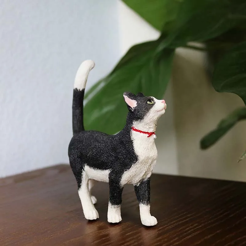 Mnotht 1/6 Черный Белый Кот модель корова кошка мини игрушки милые животные