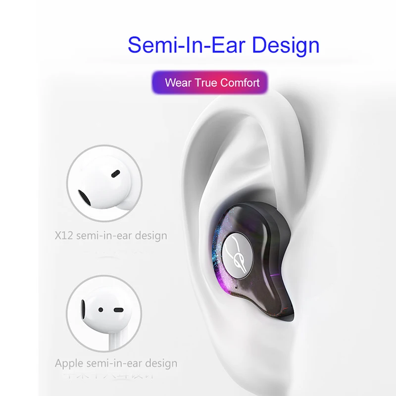 TWS беспроводные Bluetooth наушники в ухо спортивные с микрофоном для