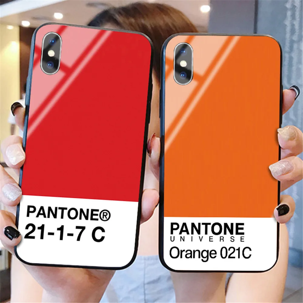 Роскошное популярное закаленное стекло чехол для телефона для iphone 6 6S 7 8 Plus 5 5S SE X XR XS MAX новейшая цветная карта Pantone