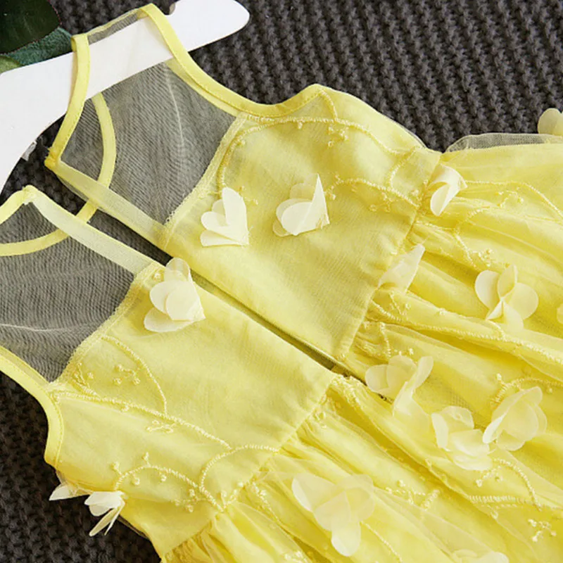 Girls Dress Summer Sleeveless Elegant Princess Fashion Baby Girl Clothes Three-Dimensional Flowers Dresses Tutu A068 | Детская одежда и