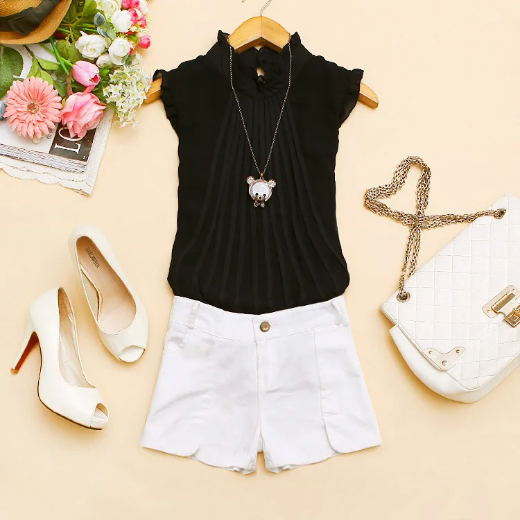 2019 Summer WomensTops and Blouses Sexy Sleeveless Chiffon Woman Shirts Plus Size Short Camisa Feminina Blusas Roupa |