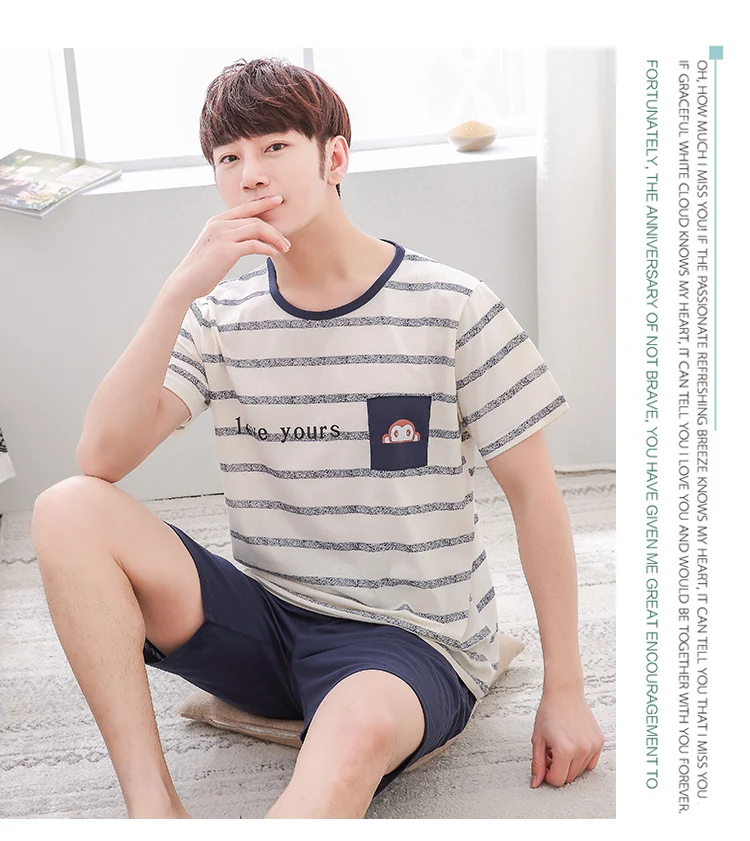 Летние женские полосатые пижамы; Милые пижамные комплекты для девочек; Хлопковая пижама; hombre Masculino; мужские пижамы; белые пижамы для пар