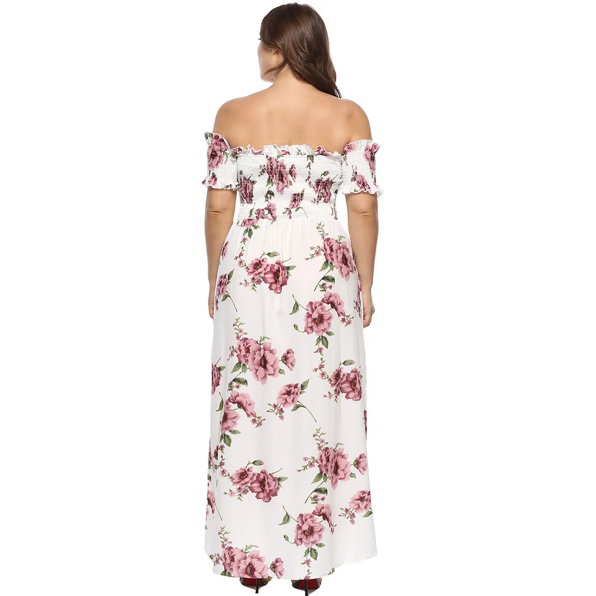 Женское платье большого размера без бретелек Свободные эластичный Цветочный