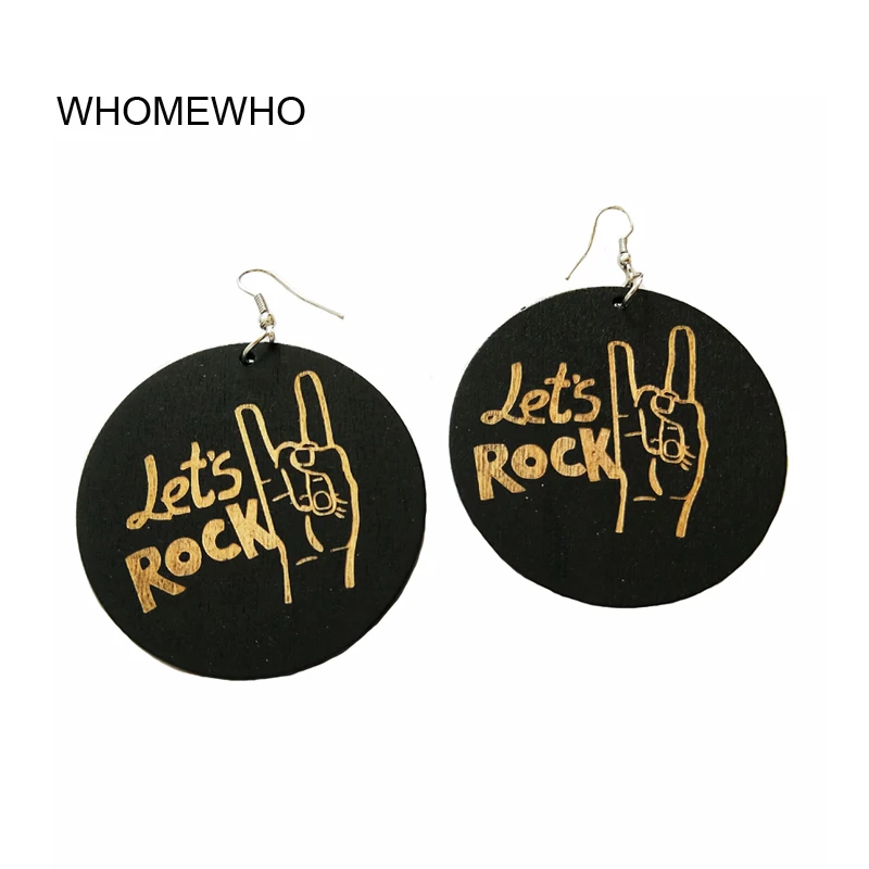 Классические серьги в стиле панк Let's Rock деревянные Винтажные для вечеринок и