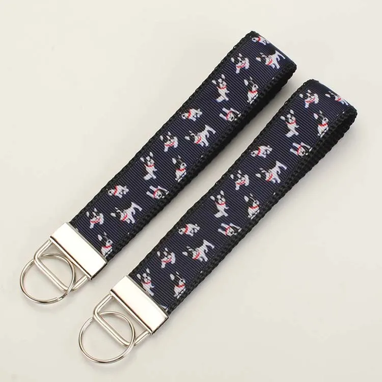 key fob 2pieces Одиночный продаваемый нейлоновый пояс собачий поводок, ошейник, ремень безопасности, брелок, 1 дюйм синяя собачья лента с рисунком - Цвет: key fob 2pieces