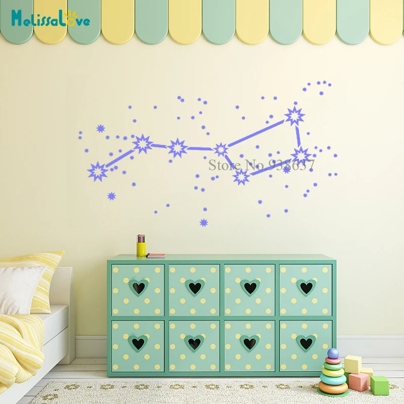 Наклейка с созвездиями большой медведем для гостиной виниловые настенные