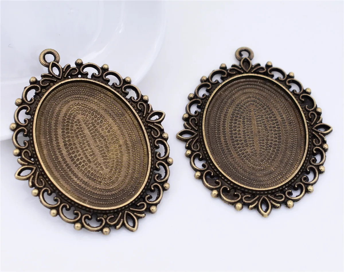 

2pcs 30x40mm Inner Size Antique Bronze Plated Lace Style Cabochon Base Cameo Setting Charms Pendant-