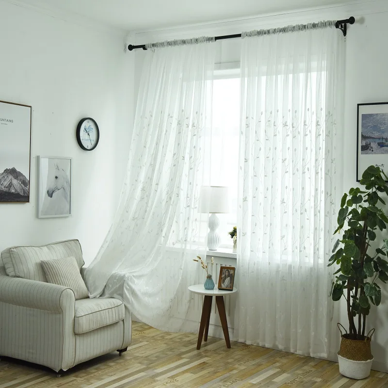 Прозрачные Занавески с вышивкой тюлевые занавески из ивовой ткани на окна