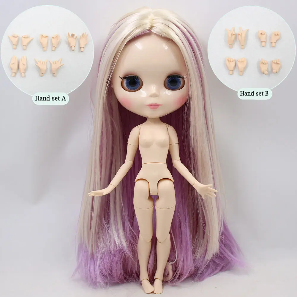 Ледяной обнаженный завод Blyth Кукла № BL6025/2137/6122 блонд микс фиолетовые и розовые волосы белая кожа соединение тела Neo 1/6 - Цвет: like the picture
