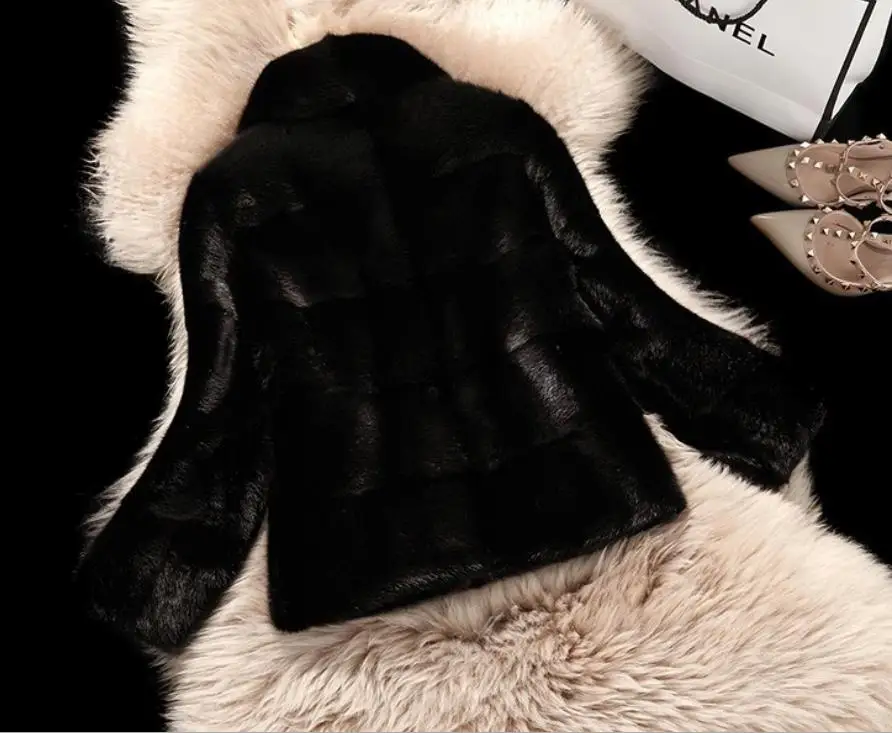 2018 New Arrival Women Winter Short Faux rabbit Fur Coat Long Sleeve Solid Color Blue White Pink Plus 4XL Ladies Outerwear L1345 | Женская