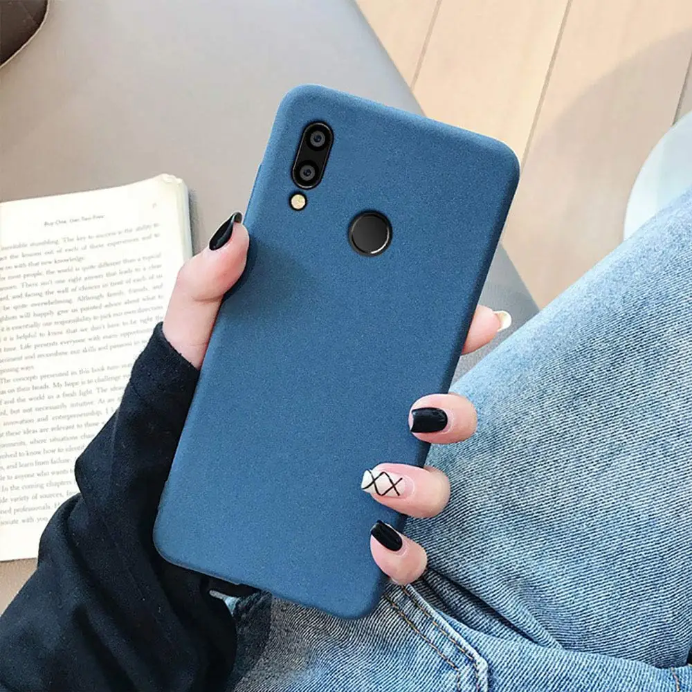 Blue Case Элегантный очаровательный Матовый ТПУ мягкий чехол для Huawei Y6 Prime Y5 Y7 Prime Y5 lite Y6 Y7 P умный песчаник защитный чехол - Цвет: Blue Case