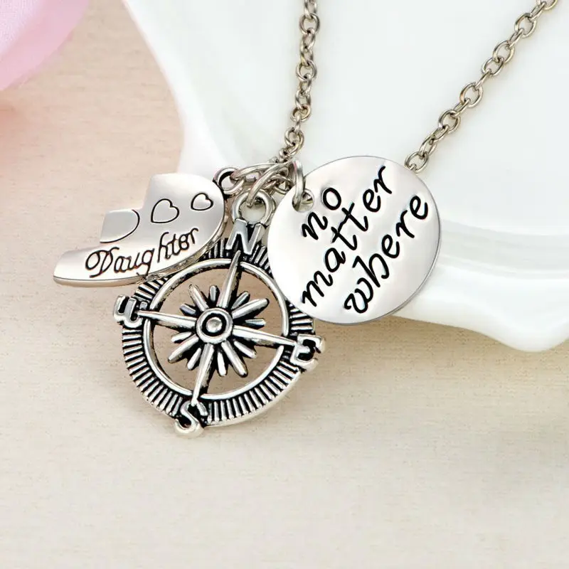 Ожерелье с подвеской в виде сердца компасом для матери и дочери ювелирные