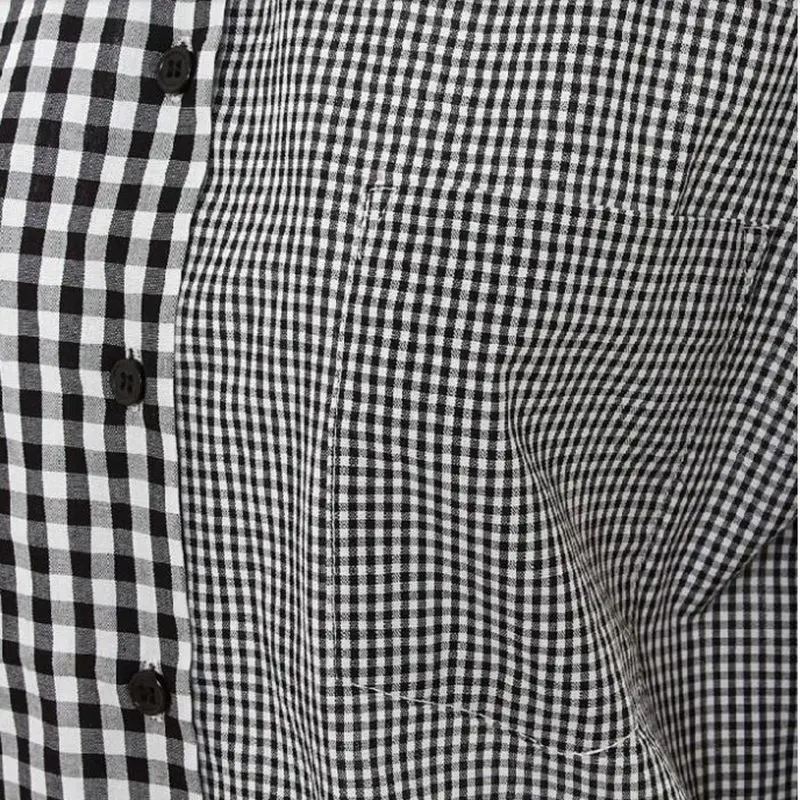 Женская шифоновая блузка с отложным воротником и длинным рукавом в клетку |