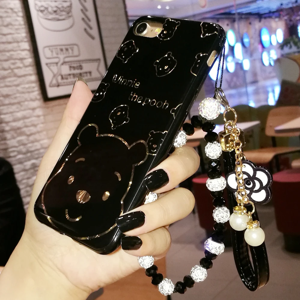Роскошный Алмаз медведь телефона чехол для iphone 8 плюс TPU Пластик Rhinestone ювелирное